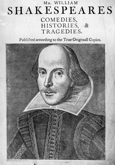 William Shakespeare's portrait as shown in the First Folio.