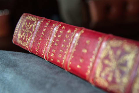 The binding of the First Folio.