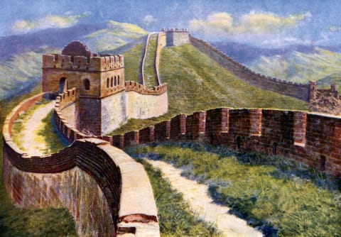 A 1930s illustration of the Great Wall of China.