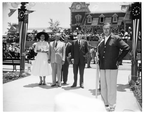 Walt Disney at Disneyland's opening in 1955.