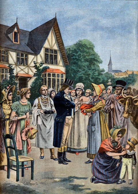 Illustration of Dr. Edward Jenner Vaccinating a Child Against Smallpox