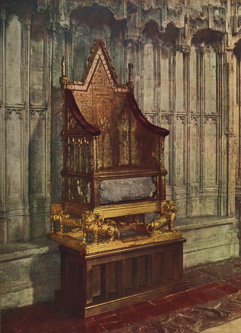 The Stone of Scone and the Coronation Chair.