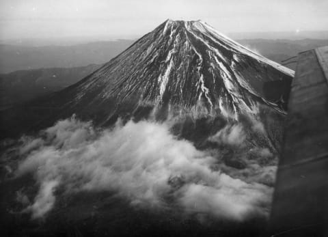 A 1958 photo of Mount Fuji.