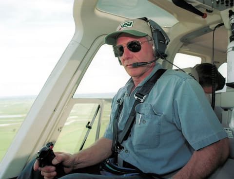 Ford in a helicopter.