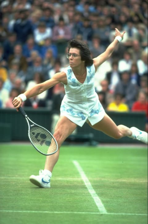 Billie Jean King during the Lawn Tennis Championships at Wimbledon, 1982. 