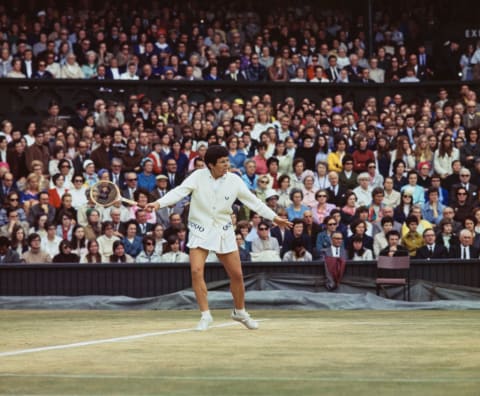 Billie Jean King at the 1970 Wimbledon Lawn Tennis Championships.