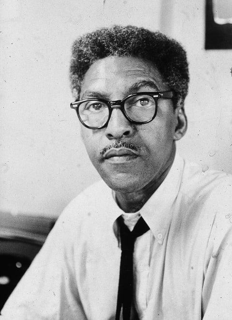 Bayard Rustin in his office, NYC.