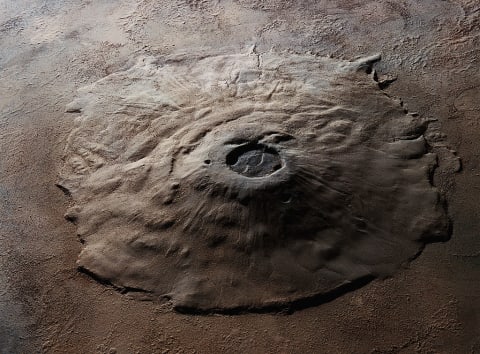 Olympus Mons volcano on Mars.