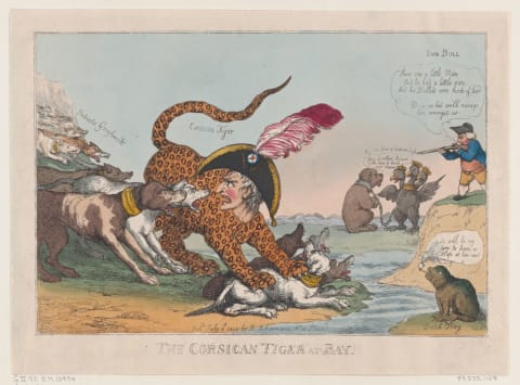 A cartoon of Napoleon as the “Corsican Tiger.”