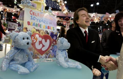 Ty Warner with Beanie Baby display at the American International Toy Fair.