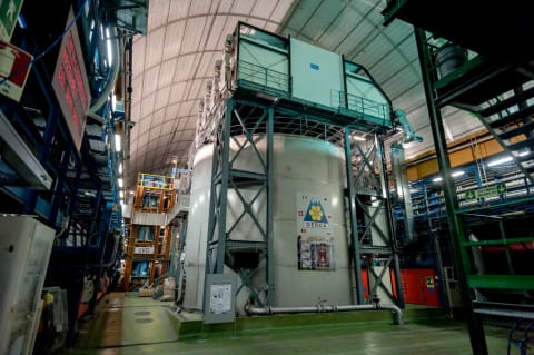 A view of Gran Sasso National Laboratory in Italy, the world's largest underground lab devoted to neutrino and astroparticle physics.