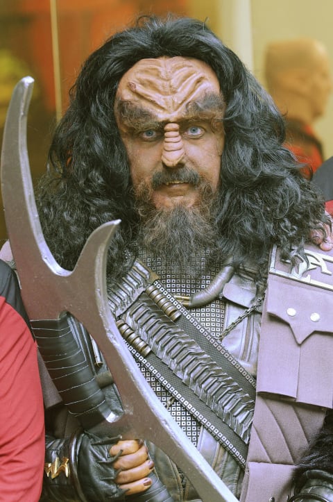 Cosplaying as a Klingon.