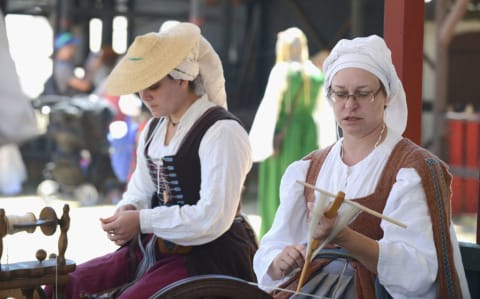 A Renaissance fair historical demonstration. 