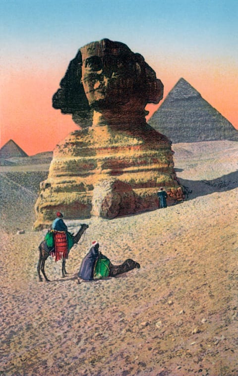 Great Sphinx and Giza pyramids.