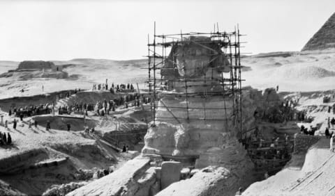 Great Sphinx of Giza under reconstruction.