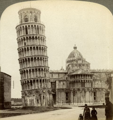 Cathedral and Leaning Tower of Pisa, Italy.