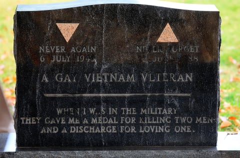 Headstone of "A Gay Vietnam Veteran" in Washington, D.C.'s Congressional Cemetery.