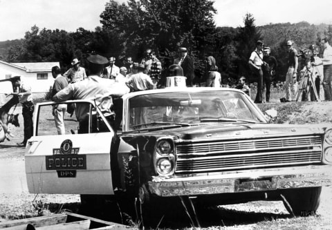 On the set of 'Night Of The Living Dead' (1968).