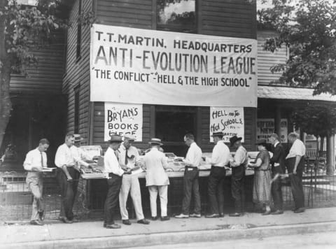 Anti-evolution books on sale in Dayton, Tennessee.