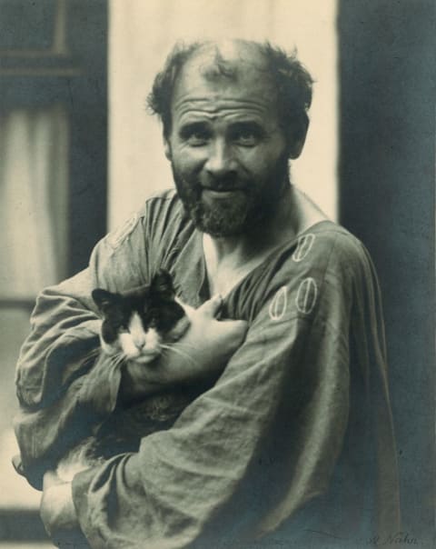 Gustav Klimt and his cat.