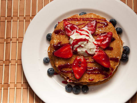 Pancakes with berries.  