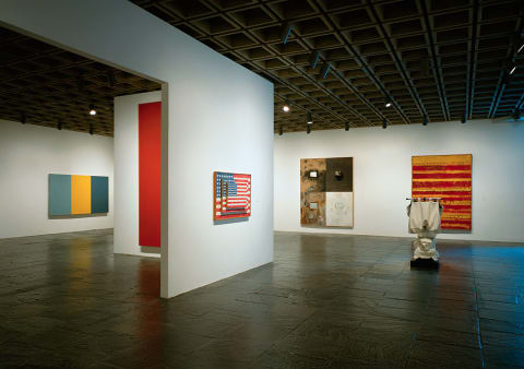 ‘Three Flags’ on the wall at the Whitney Museum.