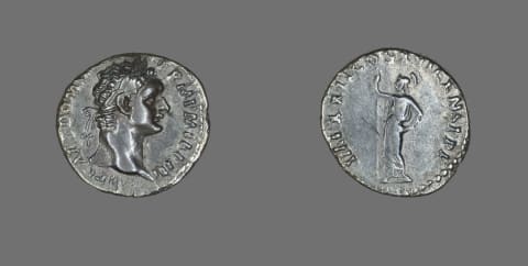 A denarius depicting Domitian, Roman emperor from 81 to 96 CE.