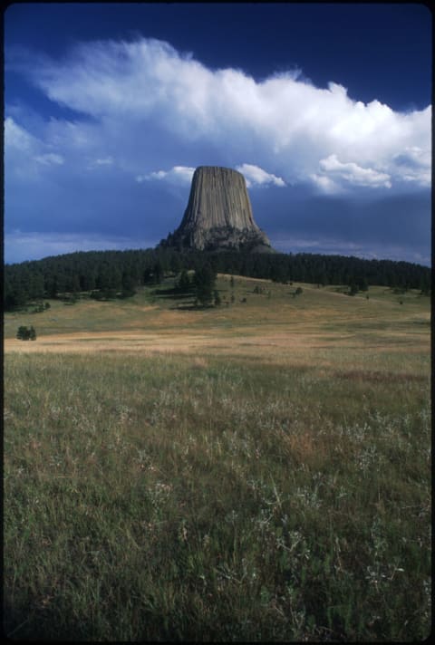 Devils Tower as seen from a distance.