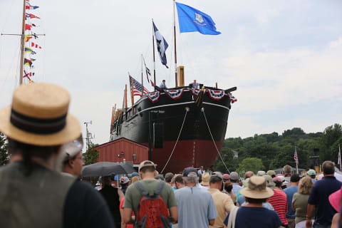 The relaunching of the whaleship ‘Charles W. Morgan’ in Mystic Seaport, Connecticut.