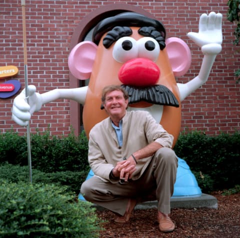 Third-generation Hasbro CEO Alan Hassenfeld with an employee.