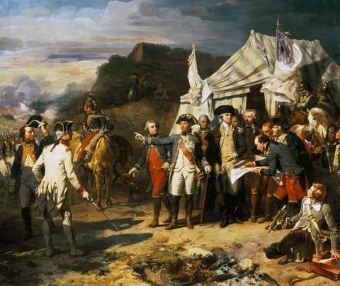 ‘The Siege Of Yorktown’ by Auguste Couder depicts the defeat of the British by George Washington's and the Comte de Rochambeau’s combined forces.