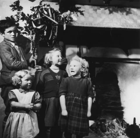 Children in Ireland celebrating St Stephen's Day, or "Wren's Day," on December 26, 1955.