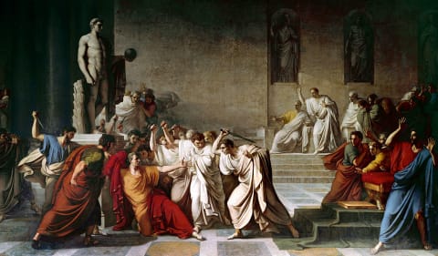 The death of Julius Caesar in the Roman Senate by Vincenzo Camuccini.