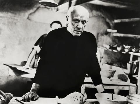 Pablo Picasso in his studio.