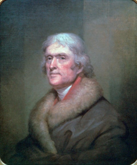 An 1805 portrait of Thomas Jefferson by Rembrandt Peale.