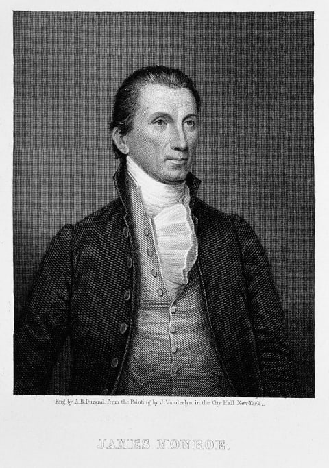 An etching of James Monroe by Asher B. Durand