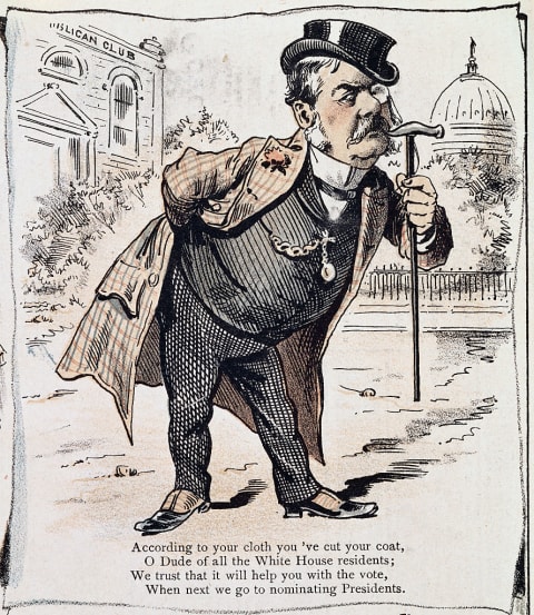 A 19th-century caricature of Chester Arthur.