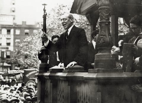 Presidential candidate Woodrow Wilson speaking in Union Square.