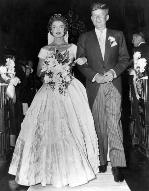 Jackie at her wedding to John F. Kennedy in 1953.