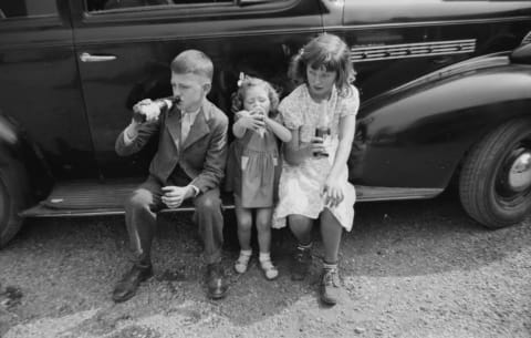 Kids drinking bottled Pepsi circa 1939.