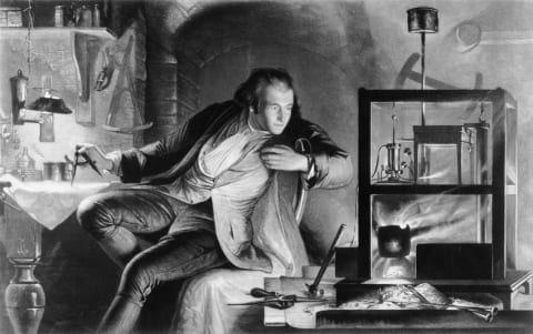 James Watt in his laboratory, circa 1769, by artist James Scott.