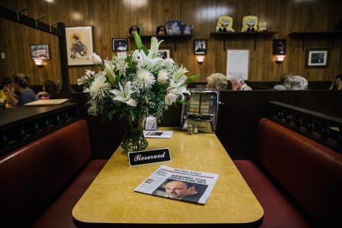 The booth at Holsten's following James Gandolfini's death in 2013.