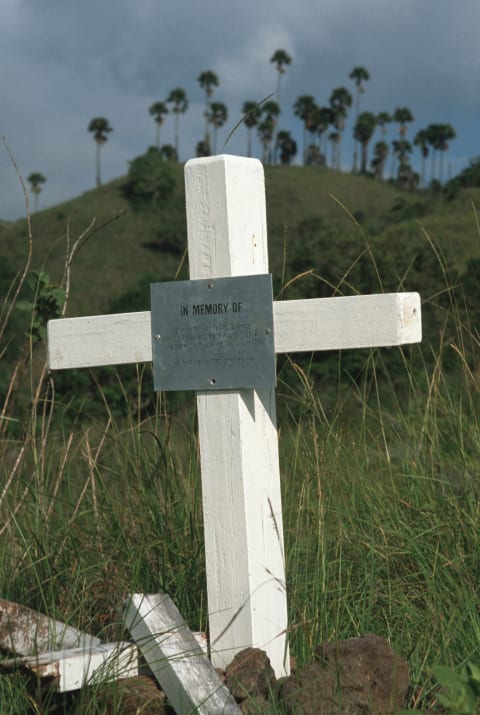 The grave of a German tourist who was believed to have been eaten by a Komodo dragon.