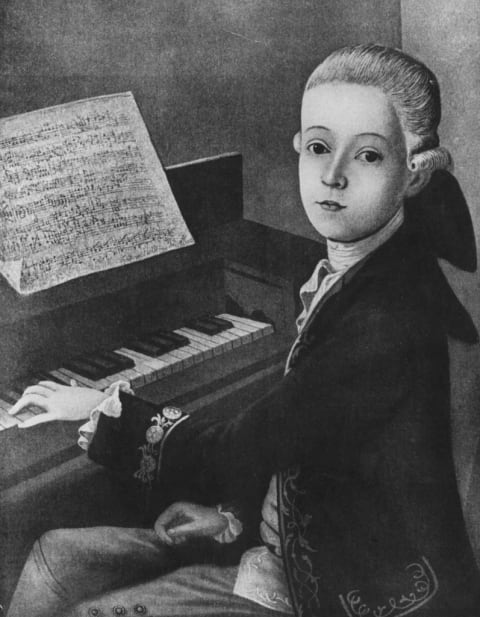 Mozart at the keyboard at the age of 9.