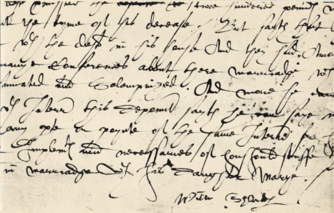 William Shakespeare’s signature at the bottom of a letter.