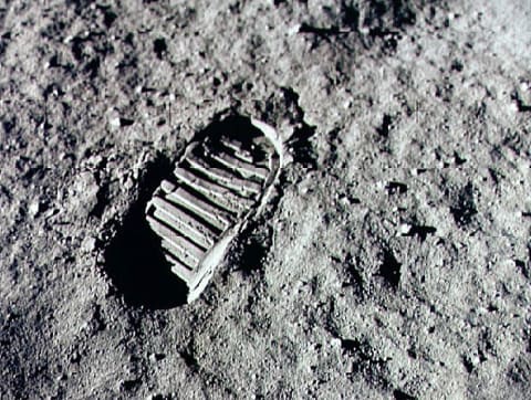 Very real footprints the 'Apollo 11' astronauts left on he moon. 