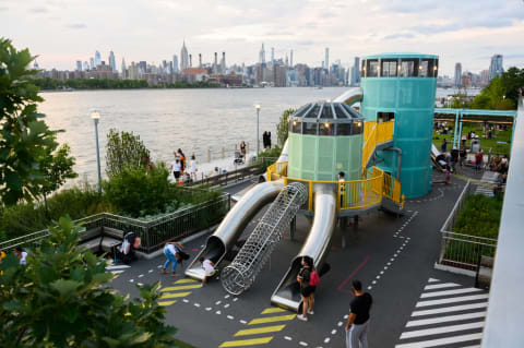 This playground has an incredible waterfront view, too.