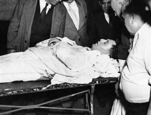 Dutch Schultz on his way to the morgue.