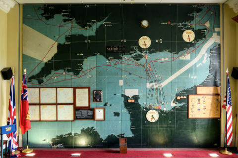 A map at Southwick House in Portsmouth, UK, where Allied leaders planned the D-Day invasion, shows the complicated maneuvers needed for victory.