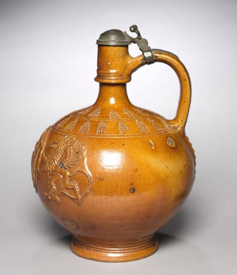 Salt-glazed stoneware predated the United States: This is a German piece from 1602.